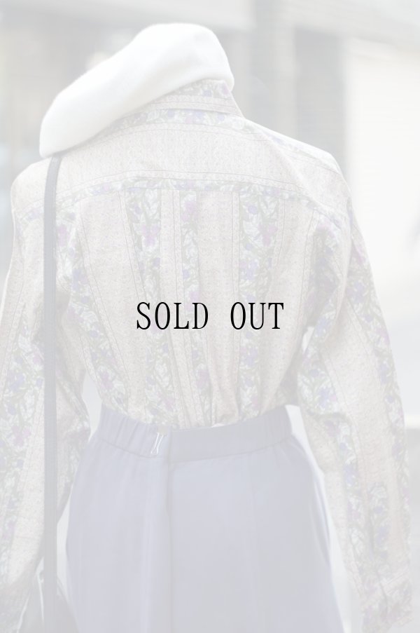 画像3: "Victoria&Albert Museum" ウィリアムモリス あやめ柄  長袖 ブラウス オープンカラー[19962]