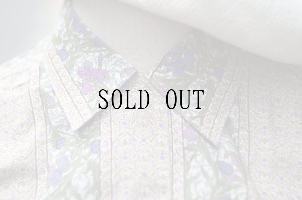 画像5: "Victoria&Albert Museum" ウィリアムモリス あやめ柄  長袖 ブラウス オープンカラー[19962]