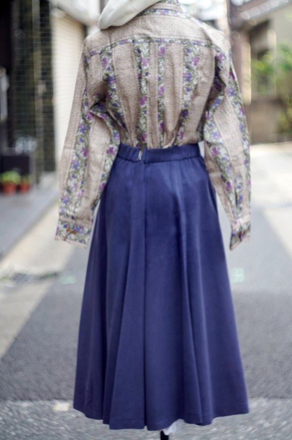 画像6: "SOUTH TERRACE" ネイビー フレア スカート[19964]