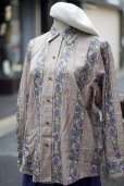 画像14: "Victoria&Albert Museum" ウィリアムモリス あやめ柄  長袖 ブラウス オープンカラー[19962]