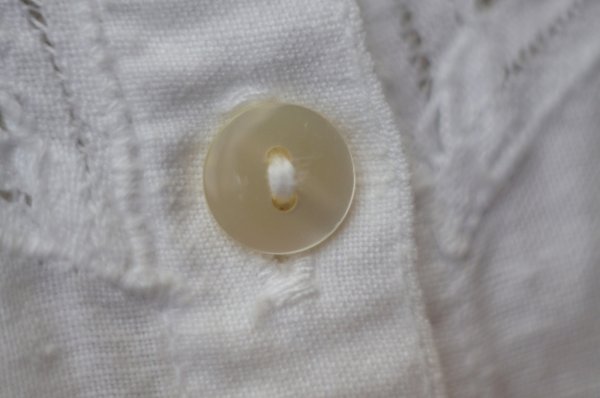 画像13: 無地 白 コットン リネン 半袖 ブラウス ラウンドネック レース[19966]