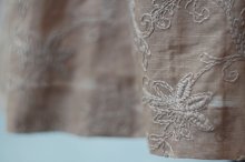 他の写真1: "EVAN-PICONE" ブラウン 花柄 コットン リネン スカート セミフレア 刺繍 w64~66cm[19967]