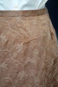 画像3: "EVAN-PICONE" ブラウン 花柄 コットン リネン スカート セミフレア 刺繍 w64~66cm[19967]