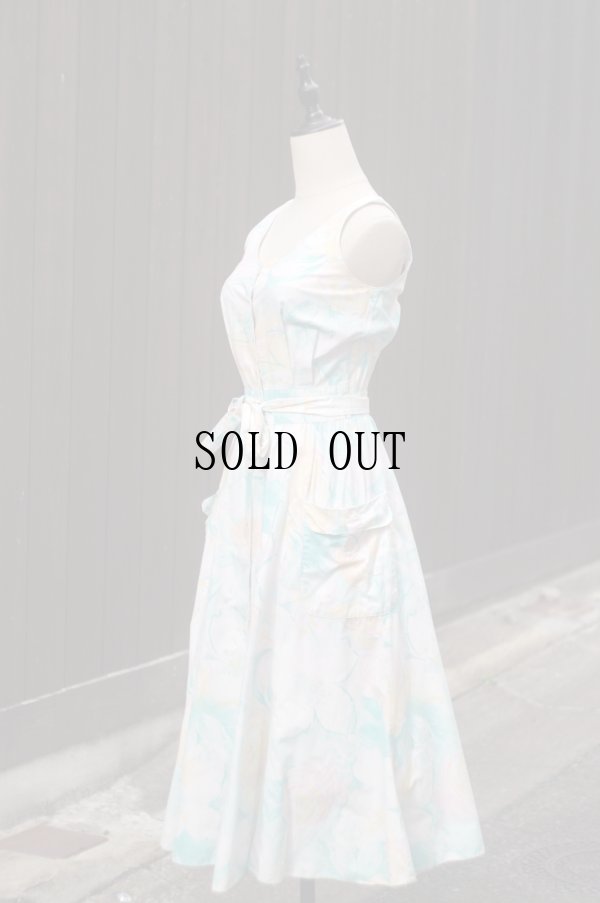 画像1: "LRothschild" US 花柄  ノースリーブ  レトロワンピース ノーカラー[19970]