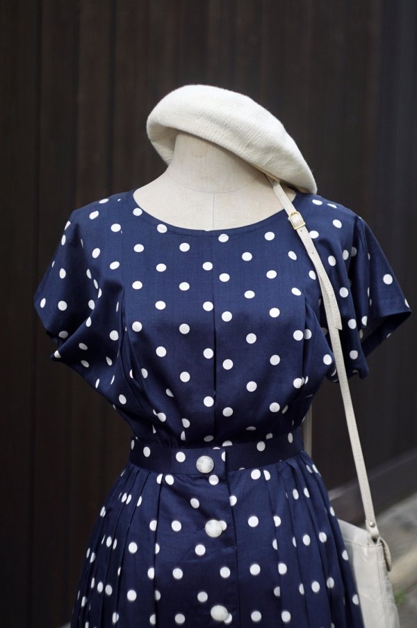 画像4: "Lulud Elegance" ネイビー×白 ブラウス&スカート ツーピース セットアップ[19969]