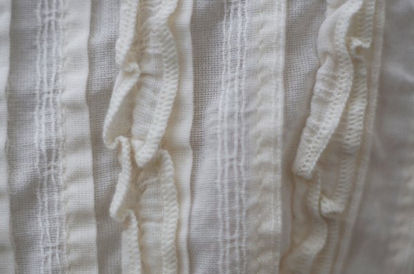 画像7: 白 半袖 コットン ブラウス ノーカラー フリル [19971]