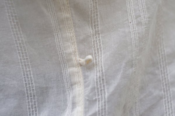 画像14: 白 半袖 コットン ブラウス ノーカラー フリル [19971]