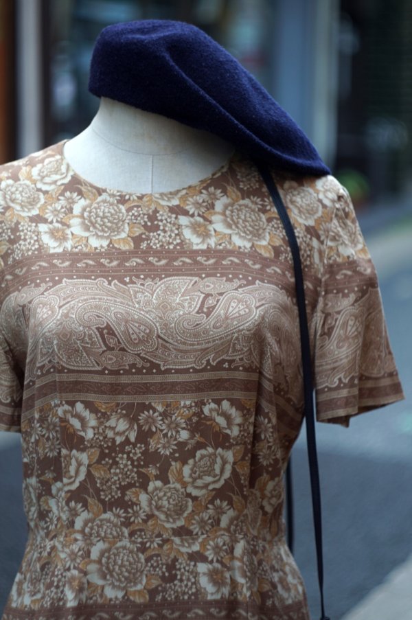 画像4: "Burberrys" エスニック 花柄 半袖 レーヨン レトロワンピース ノーカラー[19974]