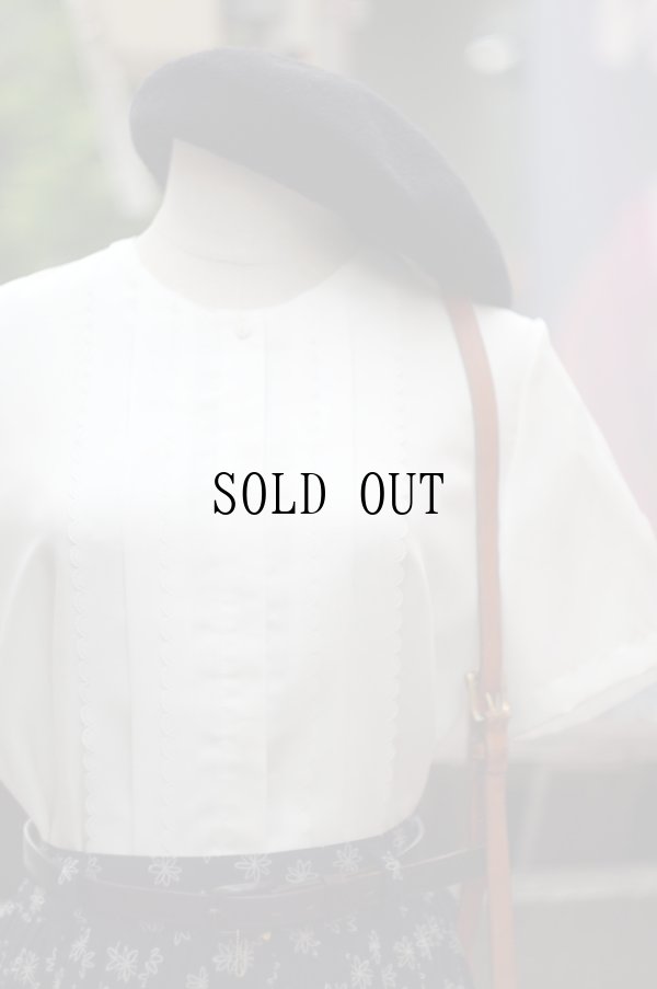 画像4: ”PER-QUANIO” 無地 白 半袖 ブラウス ラウンドネック レース 比翼[19975]