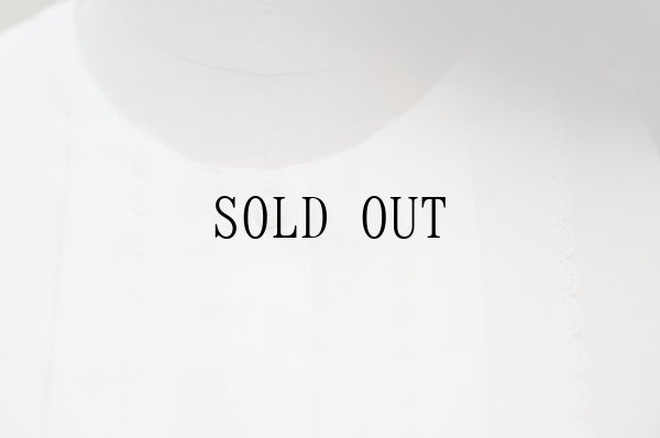 画像5: ”PER-QUANIO” 無地 白 半袖 ブラウス ラウンドネック レース 比翼[19975]