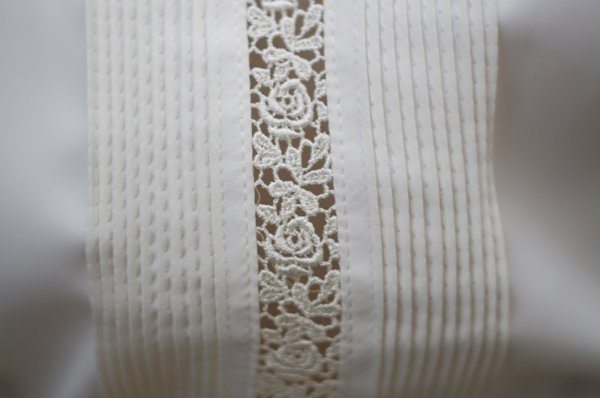 画像4: ”Femme de Debut” 無地 白  半袖 ブラウス ラウンドネック リボン レース[19972]