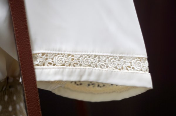 画像6: ”Femme de Debut” 無地 白  半袖 ブラウス ラウンドネック リボン レース[19972]