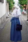 画像11: "Meriline by Nakayama fumiko" 白 麻混 ブラウス 半袖  スタンドカラー 刺繍 [19983]