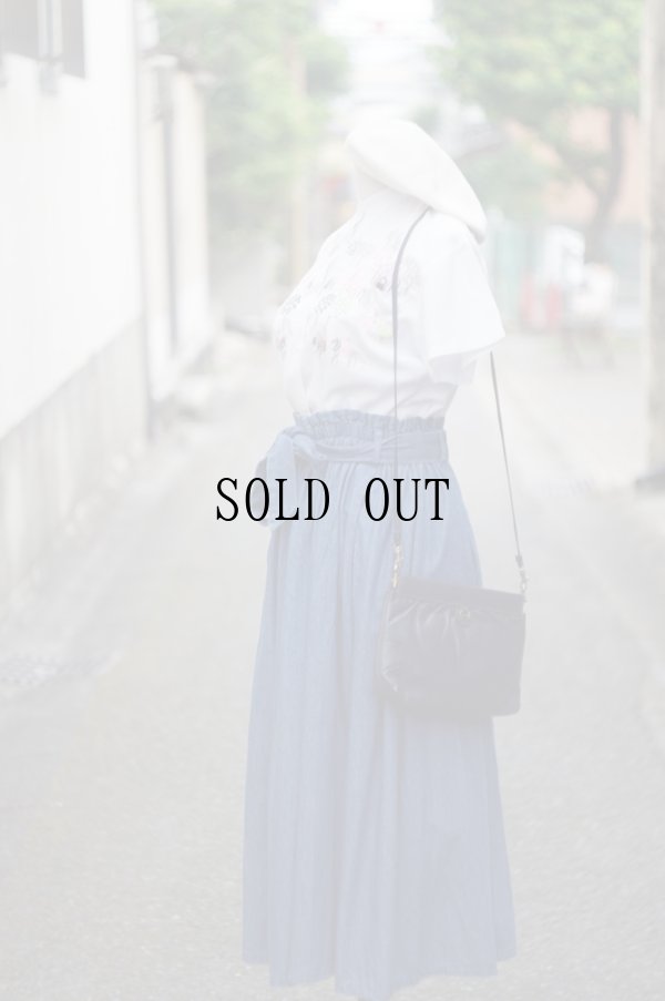 画像5: デニム スカート フレア 腰リボン w69~77cm[19984]