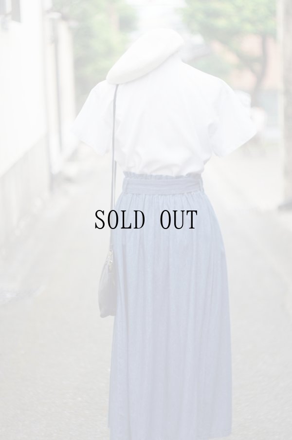 画像7: デニム スカート フレア 腰リボン w69~77cm[19984]