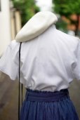 画像8: "Meriline by Nakayama fumiko" 白 麻混 ブラウス 半袖  スタンドカラー 刺繍 [19983]