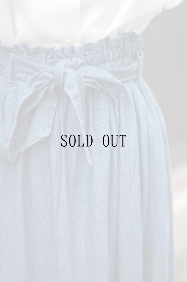 画像3: デニム スカート フレア 腰リボン w69~77cm[19984]