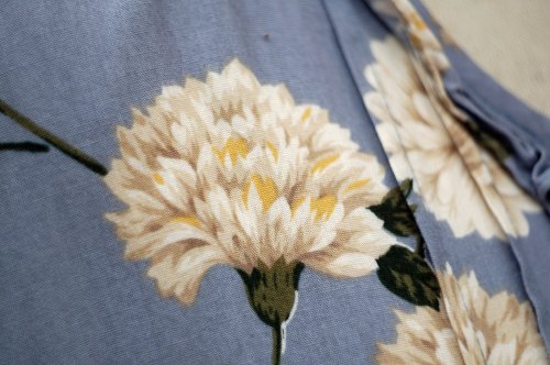 他の写真1: "Debarab" 花柄 ブルー系 半袖 コットン レトロワンピース ラウンドネック フリル リボン[19989]