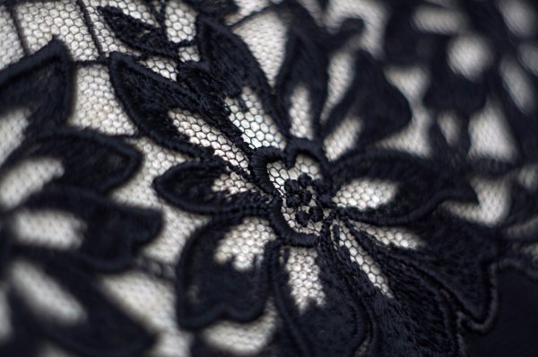 画像7: 無地 黒 半袖 レトロワンピース ラウンドネック レース襟 w64~72cm[19990]