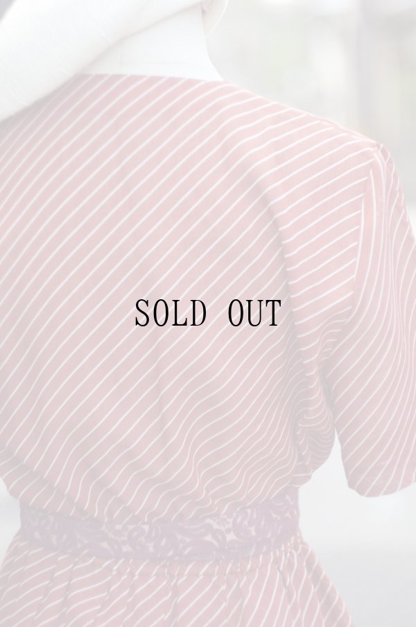 画像8: "Howdy" バイアス柄  赤系 半袖 レトロワンピース ノーカラー[20000]