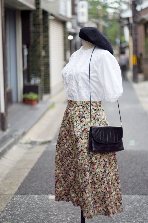 画像4: 小花柄 コットン ヨーロピアンスカート フレア w65cm[19997]