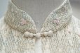 画像3: 無地 生成 シルク チャイナブラウス 半袖 チャイナボタン マオカラー シャーリング 刺繍 [20001]