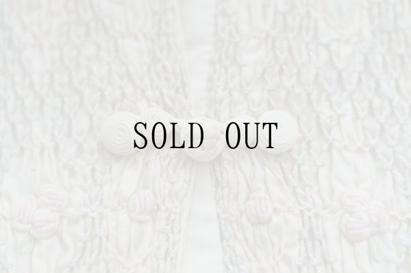 画像4: 無地 生成 シルク チャイナブラウス 半袖 チャイナボタン マオカラー シャーリング 刺繍 [20001]