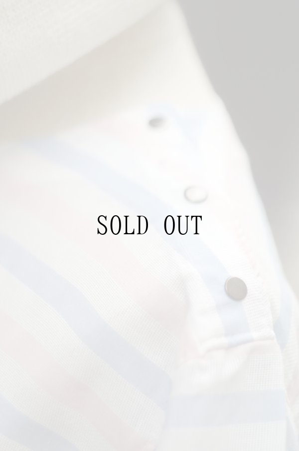 画像5: "pinion" ストライプ柄 半袖 ブラウス ノーカラー[19949]