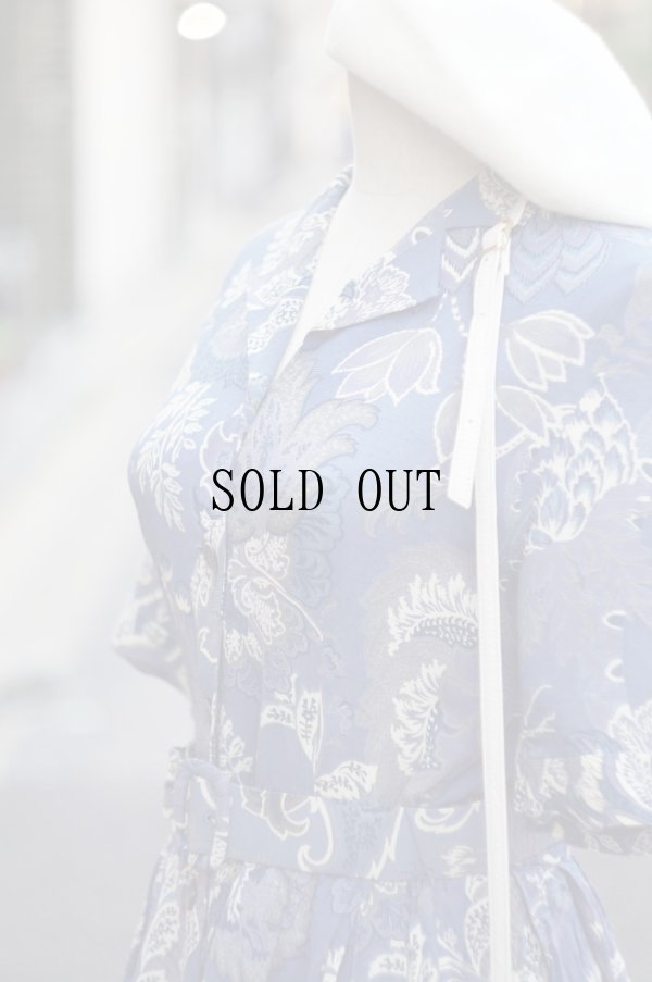 画像6: "Burberrys" エスニック 花柄 半袖 レーヨン レトロワンピース オープンカラー[20053]