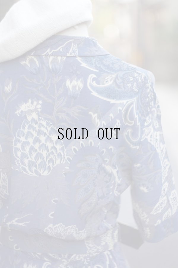 画像8: "Burberrys" エスニック 花柄 半袖 レーヨン レトロワンピース オープンカラー[20053]