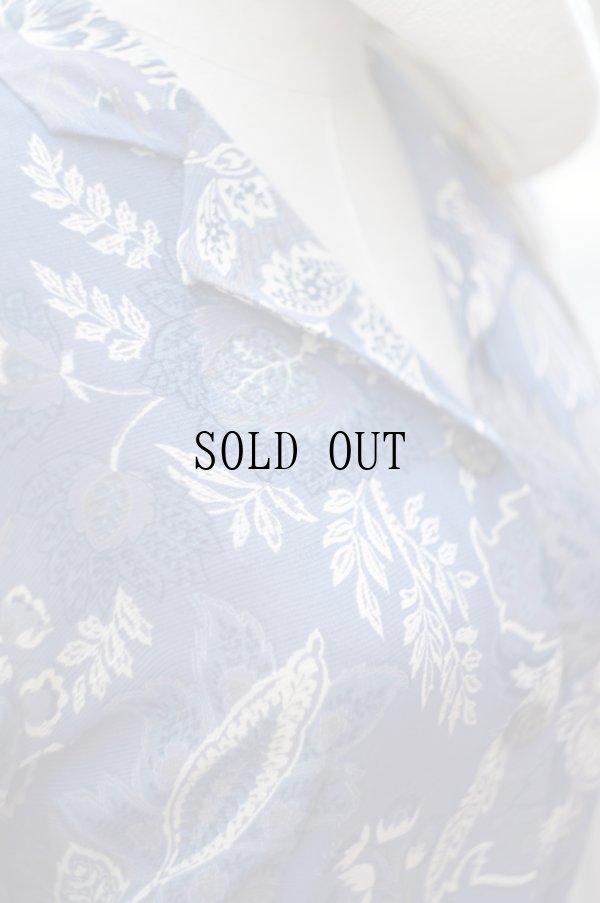 画像10: "Burberrys" エスニック 花柄 半袖 レーヨン レトロワンピース オープンカラー[20053]