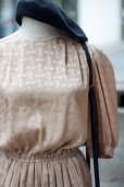 画像4: "Liz claiborne"  ベージュ系  五分袖 レトロワンピース ノーカラー パフスリーブ[20010]