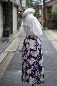 画像6: "that's me" US製 ネイビー 花柄 レーヨン スカート フレア w72cm[20008]