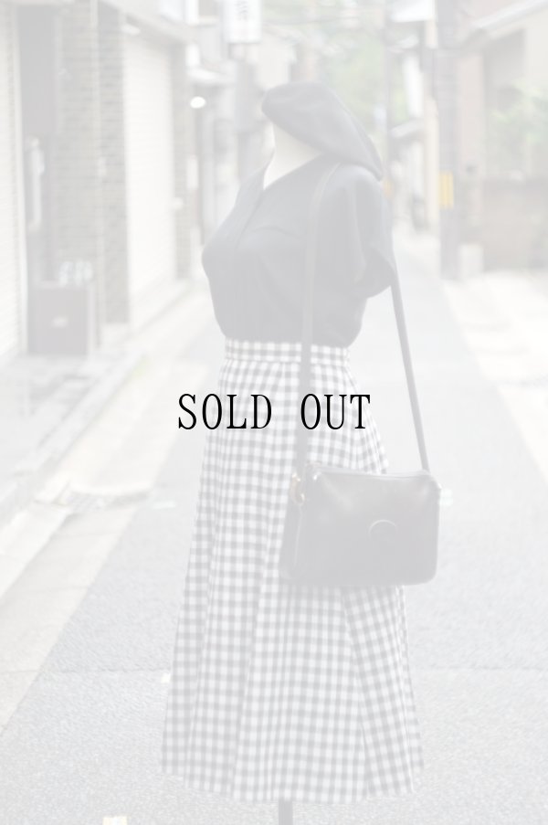 画像6: ギンガムチェック柄 黒×白 フレア スカート w/70cm[20012]