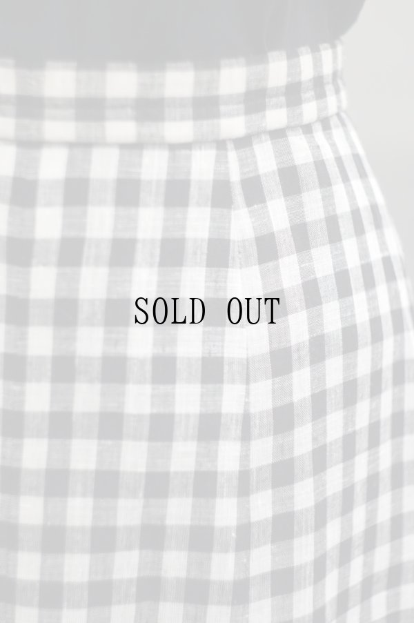 画像4: ギンガムチェック柄 黒×白 フレア スカート w/70cm[20012]