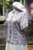 画像8: "Victoria＆Albert Museum" グレー系 ウィリアムモリス柄 半袖  ブラウス 丸襟 [20004]