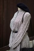 画像12: ブラック系 花柄 長袖 レトロワンピース スタンドカラー[20023]