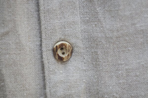 画像5: ”BASSET” ドイツ製 ベージュ  リネン 無地 チロルスカート フレア サイドボタン w70cm[20016]