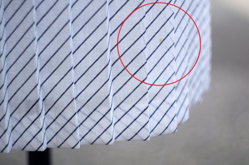 他の写真1: "Elmorze" ネイビー×白  斜めストライプ柄  半袖 レトロワンピース ノーカラー  [20020]