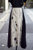 画像1: "Rose-Dirndl" EU 無地 バイカラー 黒×ベージュ コットン リネン混 フレア リネンスカート  w71cm[20026] (1)