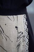 画像2: "Rose-Dirndl" EU 無地 バイカラー 黒×ベージュ コットン リネン混 フレア リネンスカート  w71cm[20026] (2)
