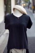 画像8: ”VALERIE STEVENS” 黒  シルク半袖 ブラウス  ノーカラー[20025]