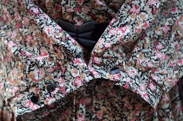 画像11: "Breli originals" US製 黒 ピンク系 花柄 七分袖 レトロワンピース カシュクール [20027]