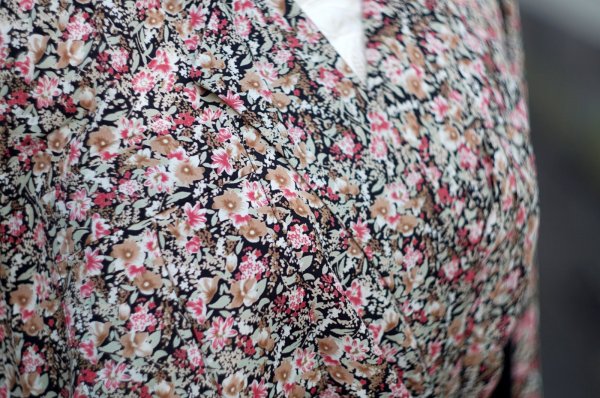 画像8: "Breli originals" US製 黒 ピンク系 花柄 七分袖 レトロワンピース カシュクール [20027]