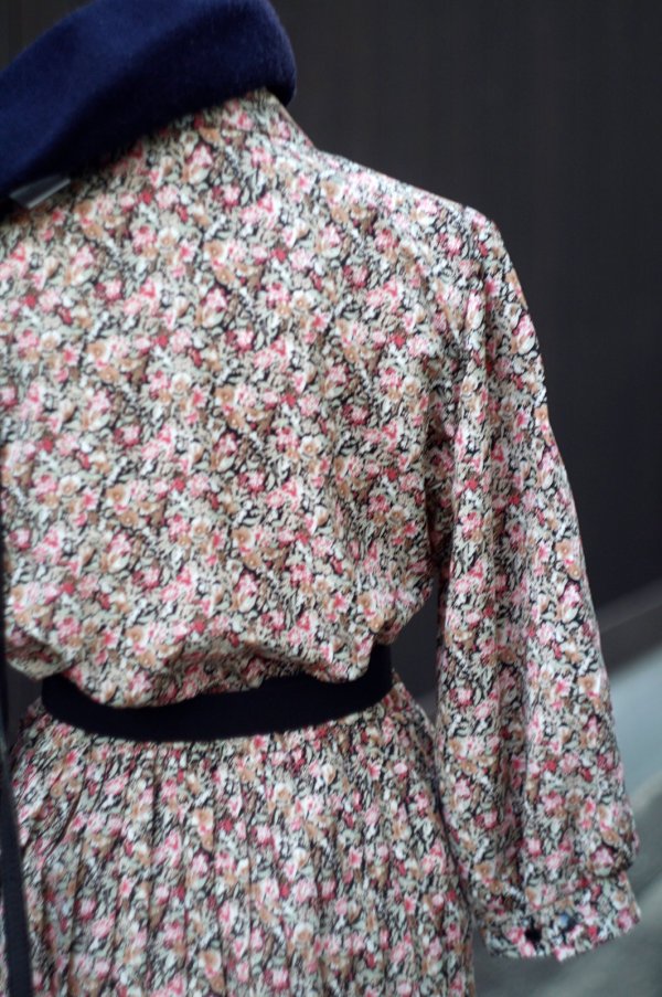 画像13: "Breli originals" US製 黒 ピンク系 花柄 七分袖 レトロワンピース カシュクール [20027]