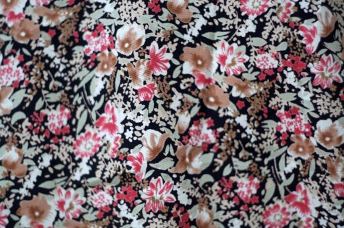 他の写真1: "Breli originals" US製 黒 ピンク系 花柄 七分袖 レトロワンピース カシュクール [20027]