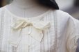 画像3: Hokin Blouses” 無地 コットン アイボリー  フレンチスリーブ ブラウス ラウンドネック リボン レース ペプラム[20031]