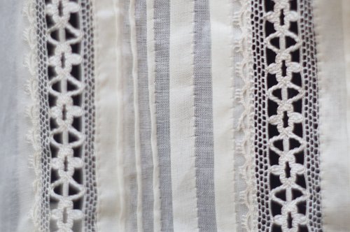 他の写真1: Hokin Blouses” 無地 コットン アイボリー  フレンチスリーブ ブラウス ラウンドネック リボン レース ペプラム[20031]