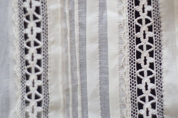 画像4: Hokin Blouses” 無地 コットン アイボリー  フレンチスリーブ ブラウス ラウンドネック リボン レース ペプラム[20031]