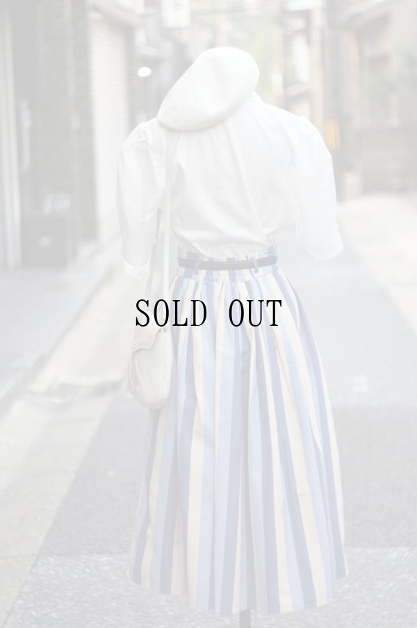 画像4: マルチストライプ ブルー系 スカート w61cm[20034]